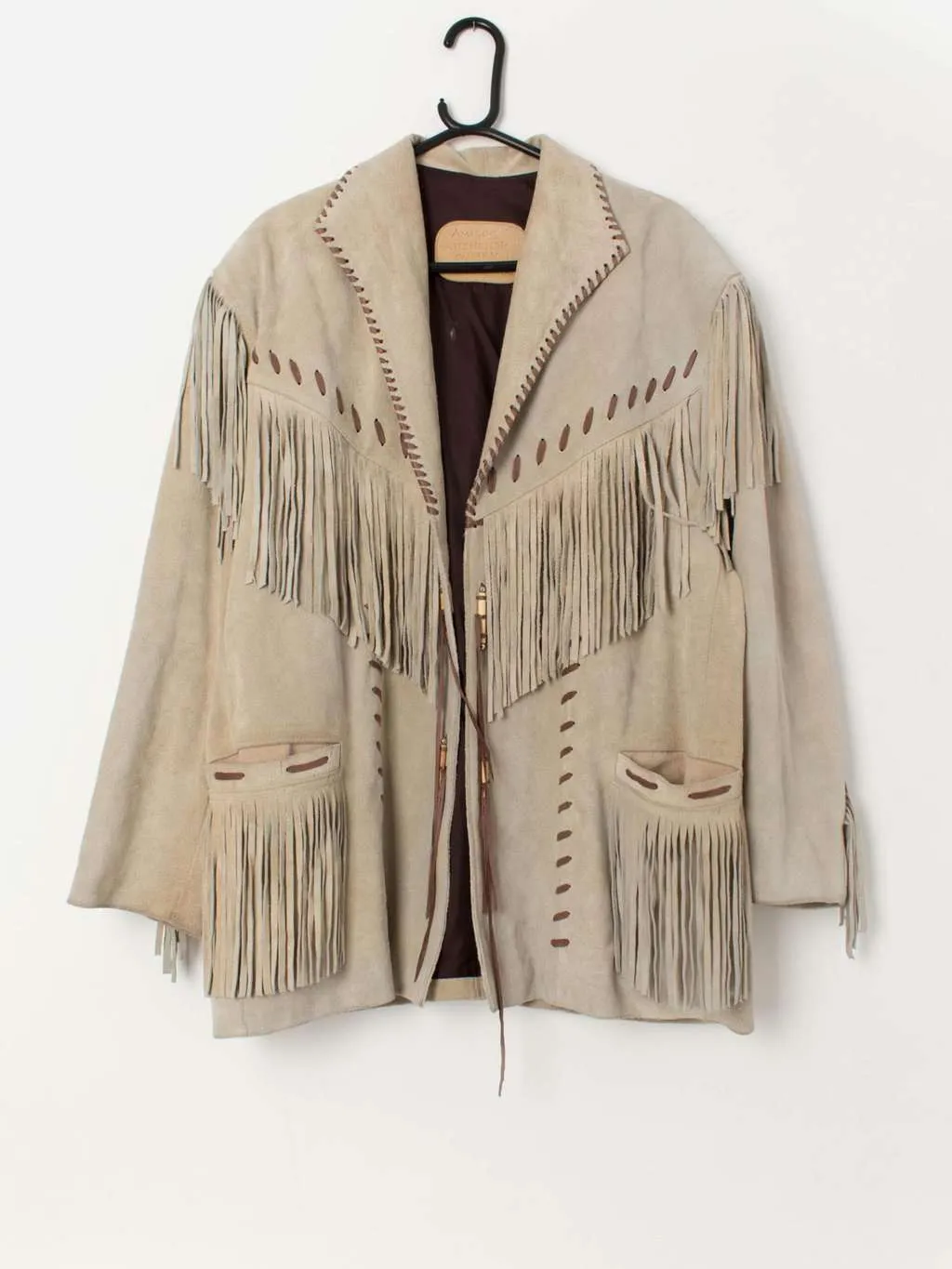 Vintage suede fringed jacket with snap button closure – Large / XL