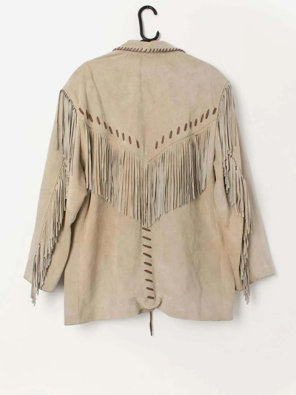 Vintage suede fringed jacket with snap button closure – Large / XL