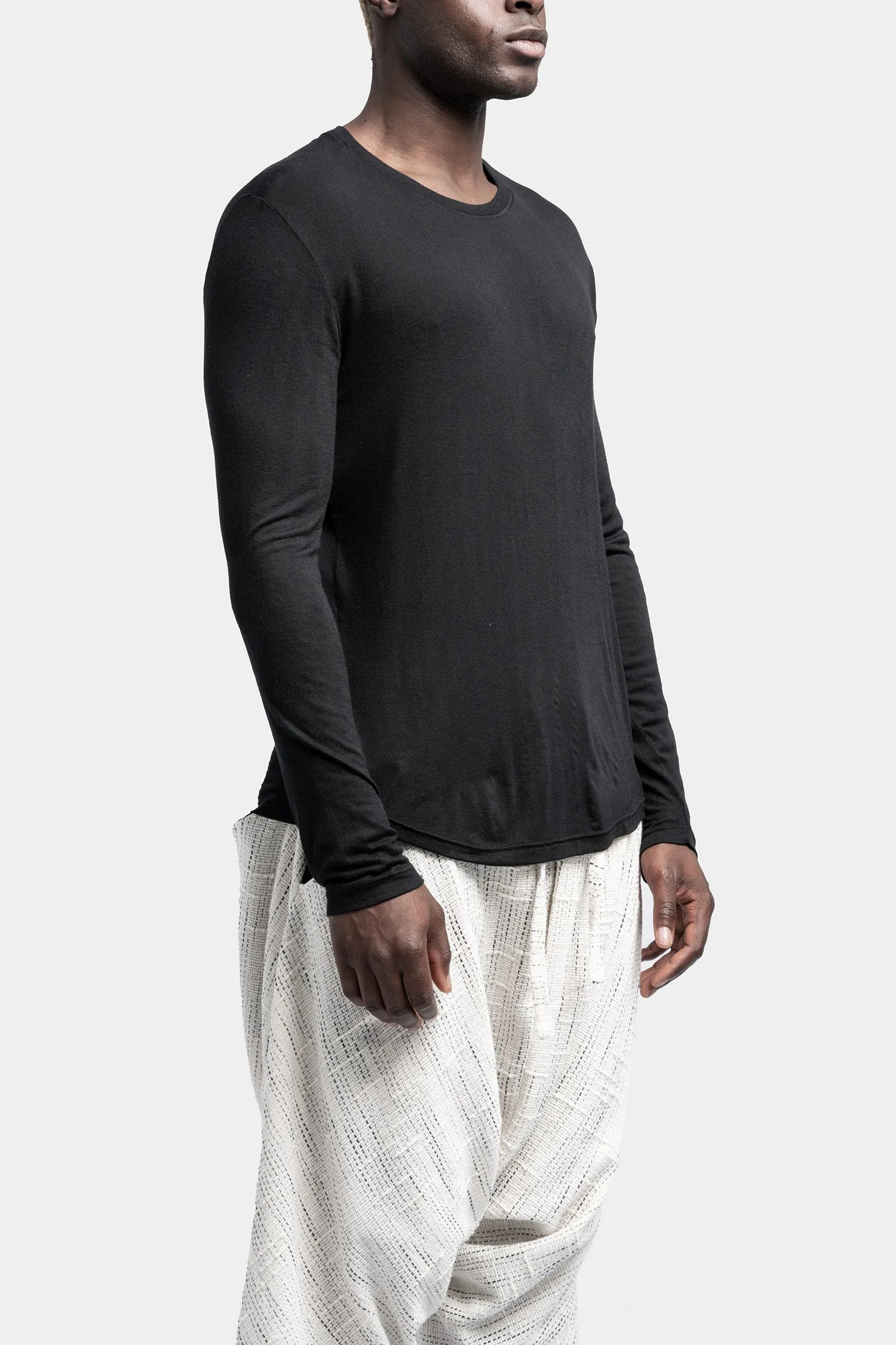 Viscose/silk long sleeve t-shirt