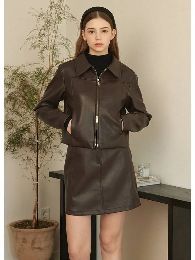 Women's Classy Leather Jacket Brown