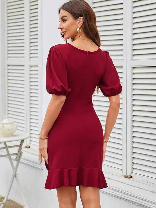 Women's Dress Short Sleeve Bodycon Midi Club Dress