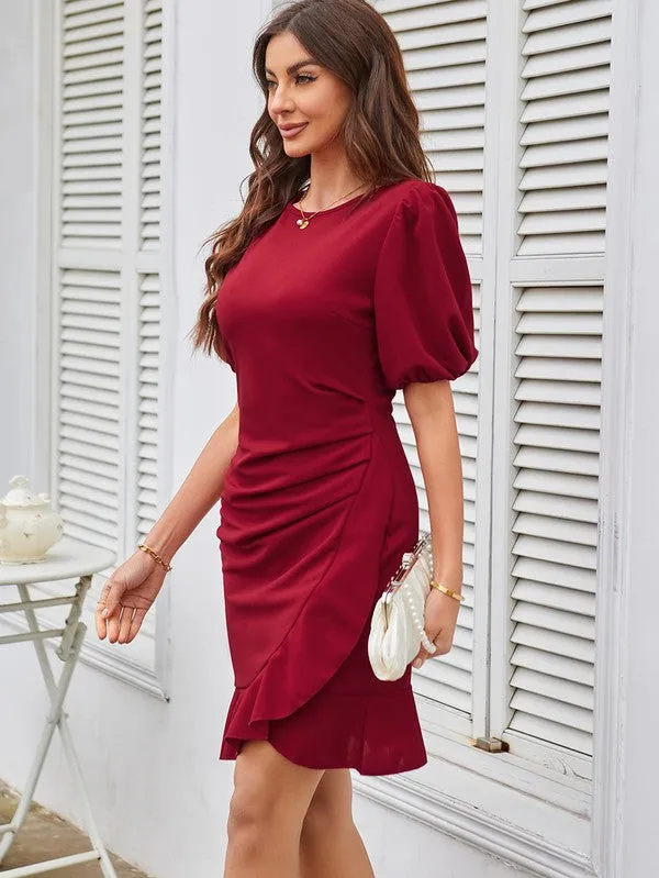 Women's Dress Short Sleeve Bodycon Midi Club Dress