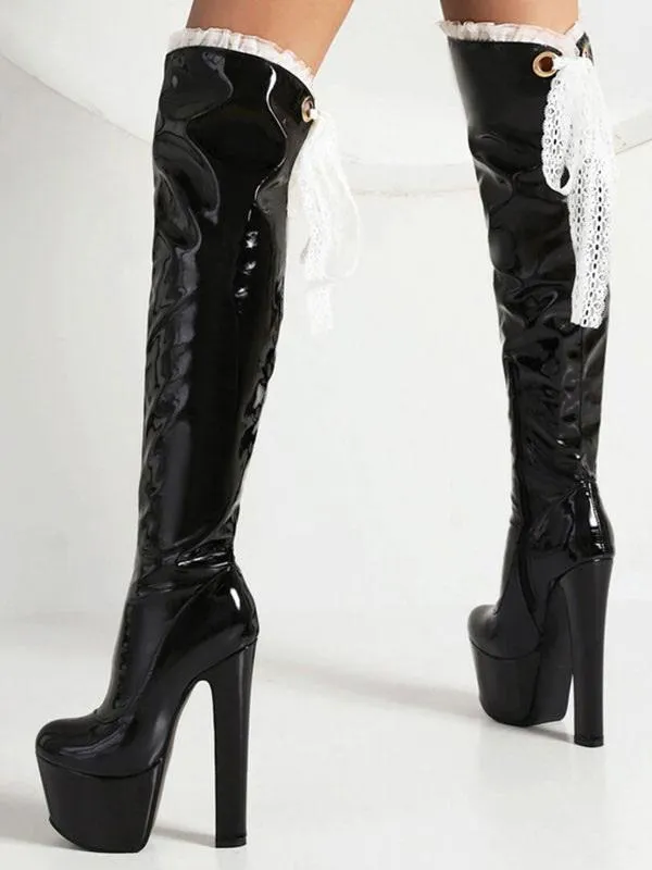 Women's Over The Knee Boots Stiletto Heel Platform Thigh High Boots