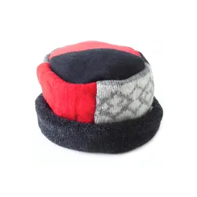 Wool Pillbox Hat in Red, Black, Grey