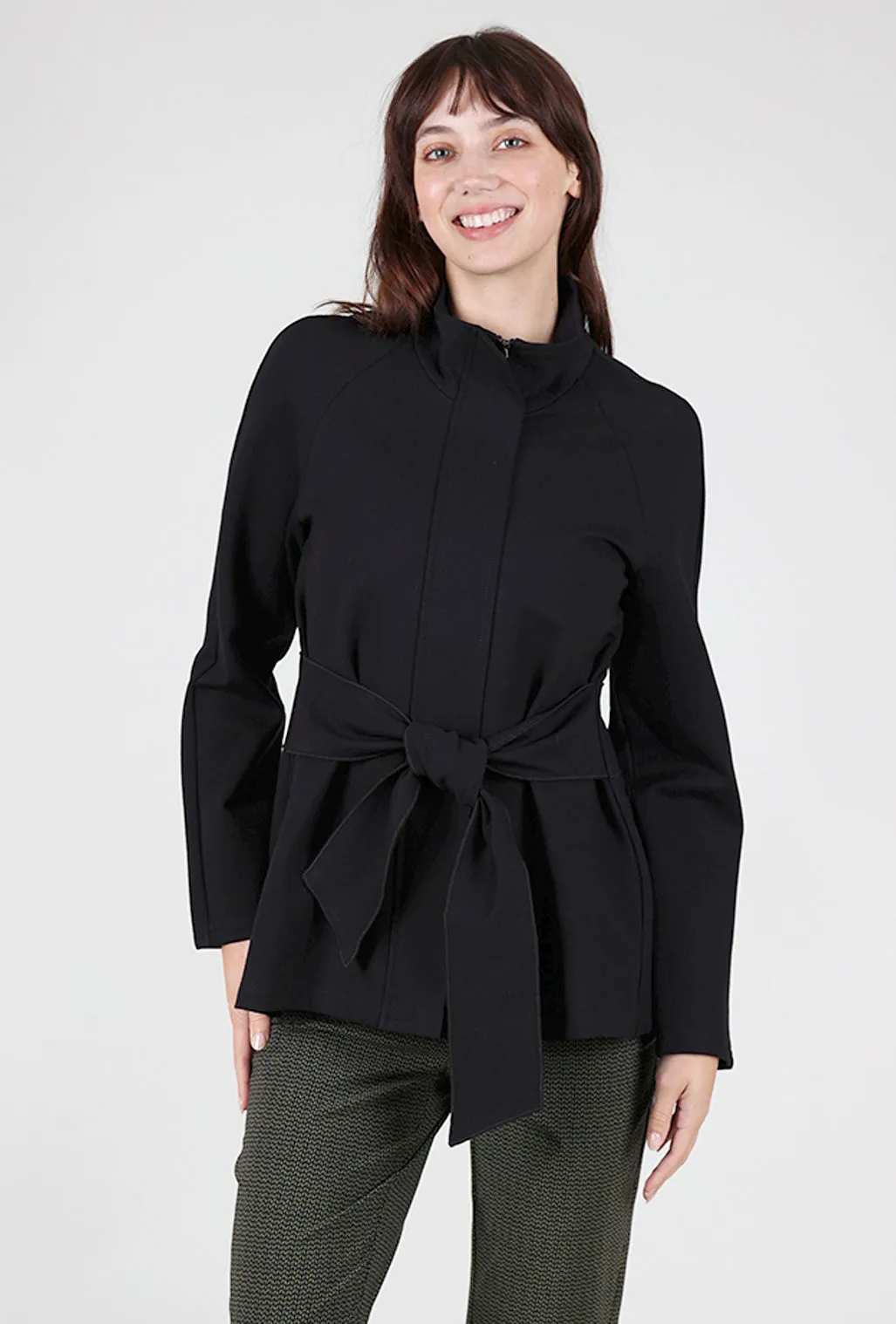 Wrap Belt Ponte Jacket, Black