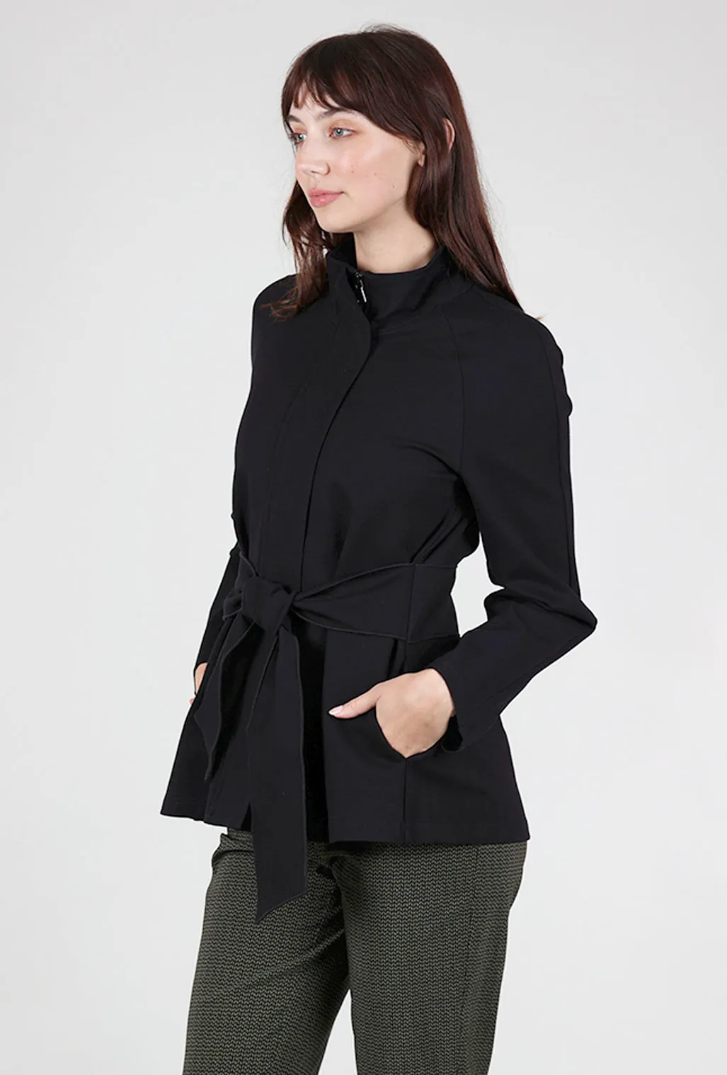 Wrap Belt Ponte Jacket, Black