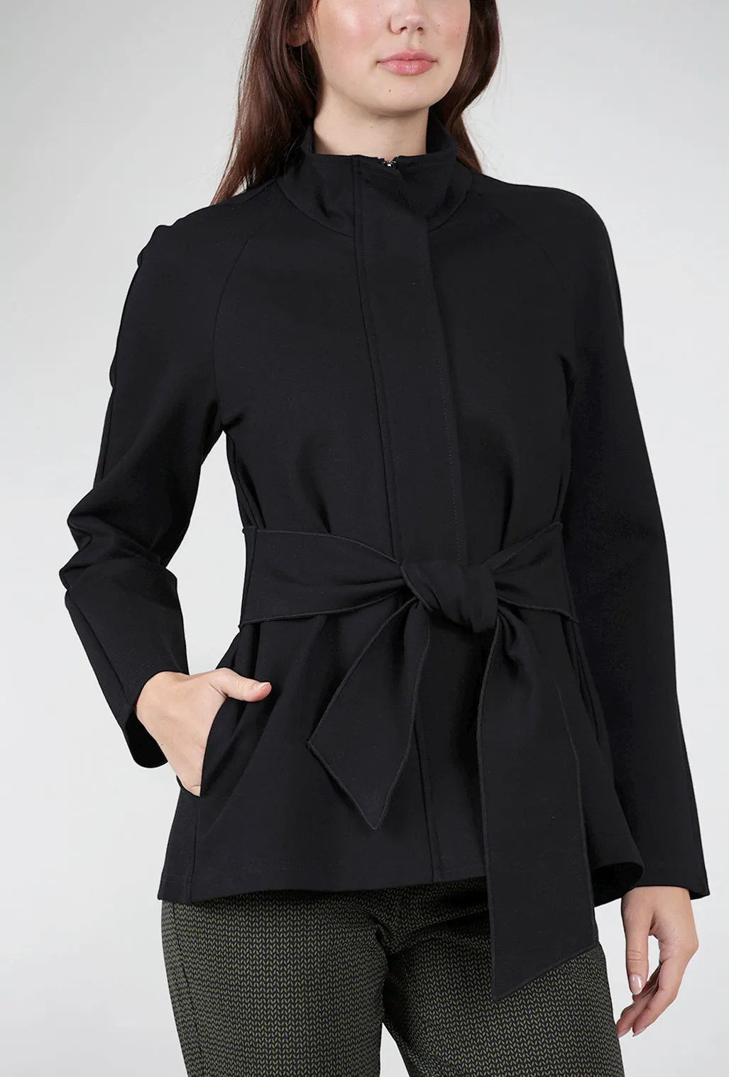 Wrap Belt Ponte Jacket, Black