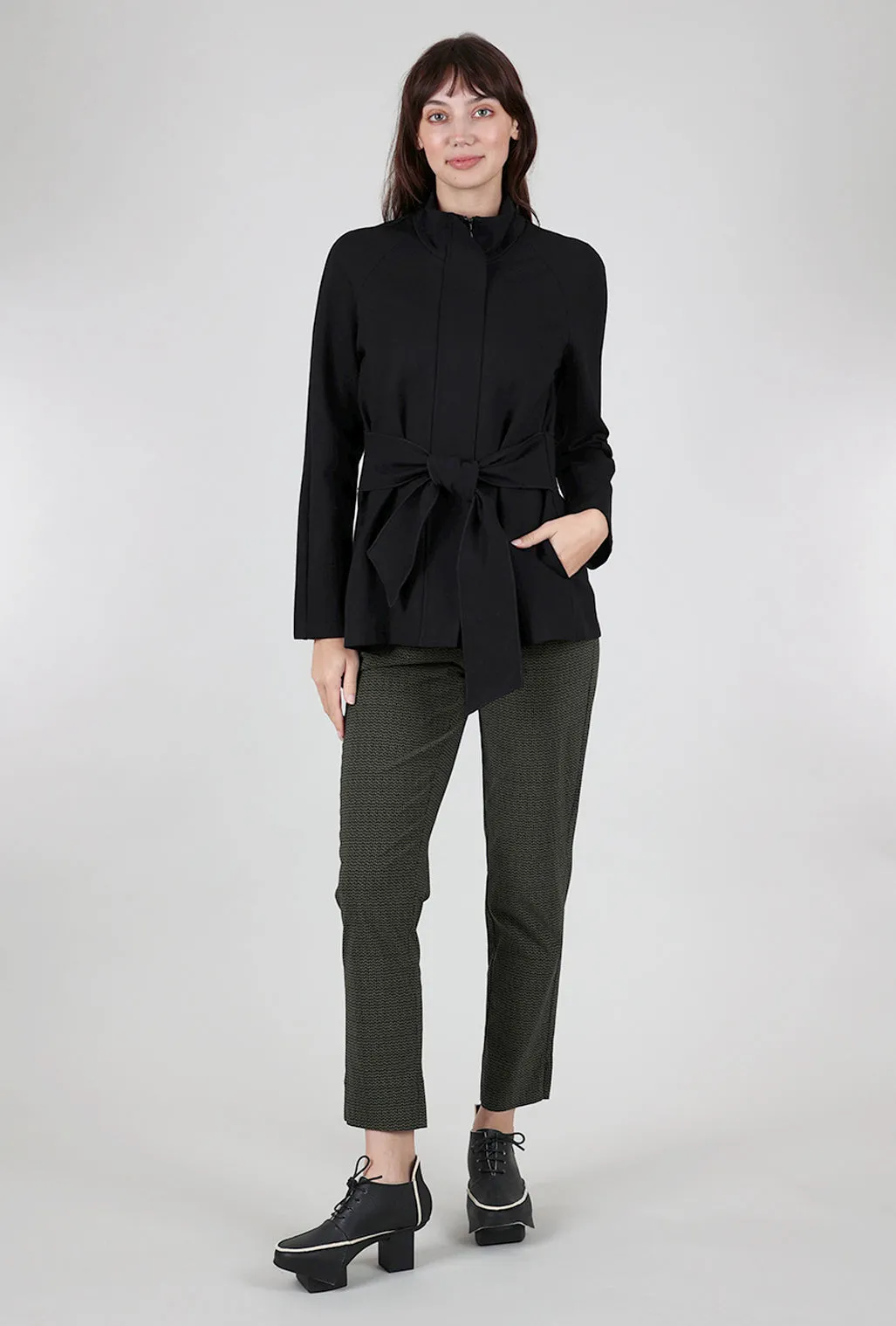 Wrap Belt Ponte Jacket, Black